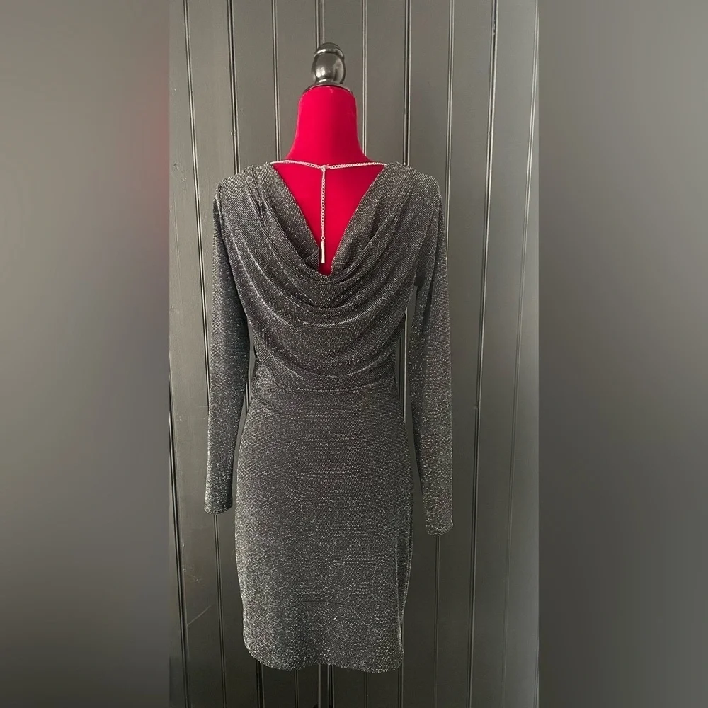 Michael Kors Women’s Black and Silver Textured Dress Size Small